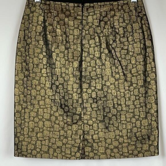 LOFT Metallic Black Gold Party Event Disco Y2K Pencil Skirt NWOT Size 2P - Picture 4 of 11